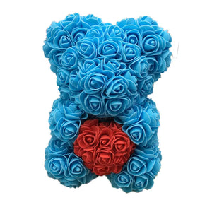 Blue Rose Bear with Heart