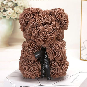 Chocolate Brown Rose Bear - Rose Bears Australia