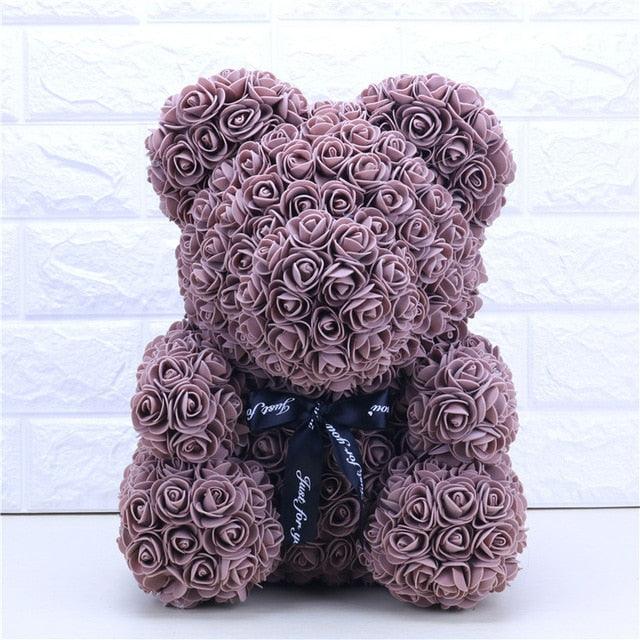 Large Chocolate Brown Rose Bear - Rose Bears Australia