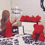 Large Red Rose Bear - Rose Bears Australia