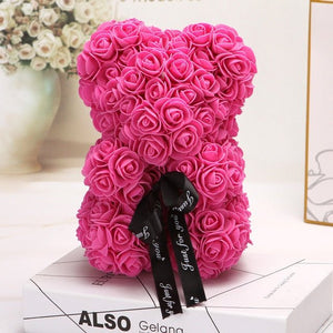 Rose pink rose bear, rose pink flower bear, rose pink teddy rose, teddy rose, australia rose bear, valentine's day gift, mother's day gift rose, roses, baby shower gift, flower teddy rose pink, 25cm rose bear, 25cm flower bear, rose bear, flower bear, rose bear with lights, rose bear with box