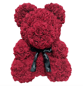 Large Wine Red Rose Bear - Rose Bears Australia