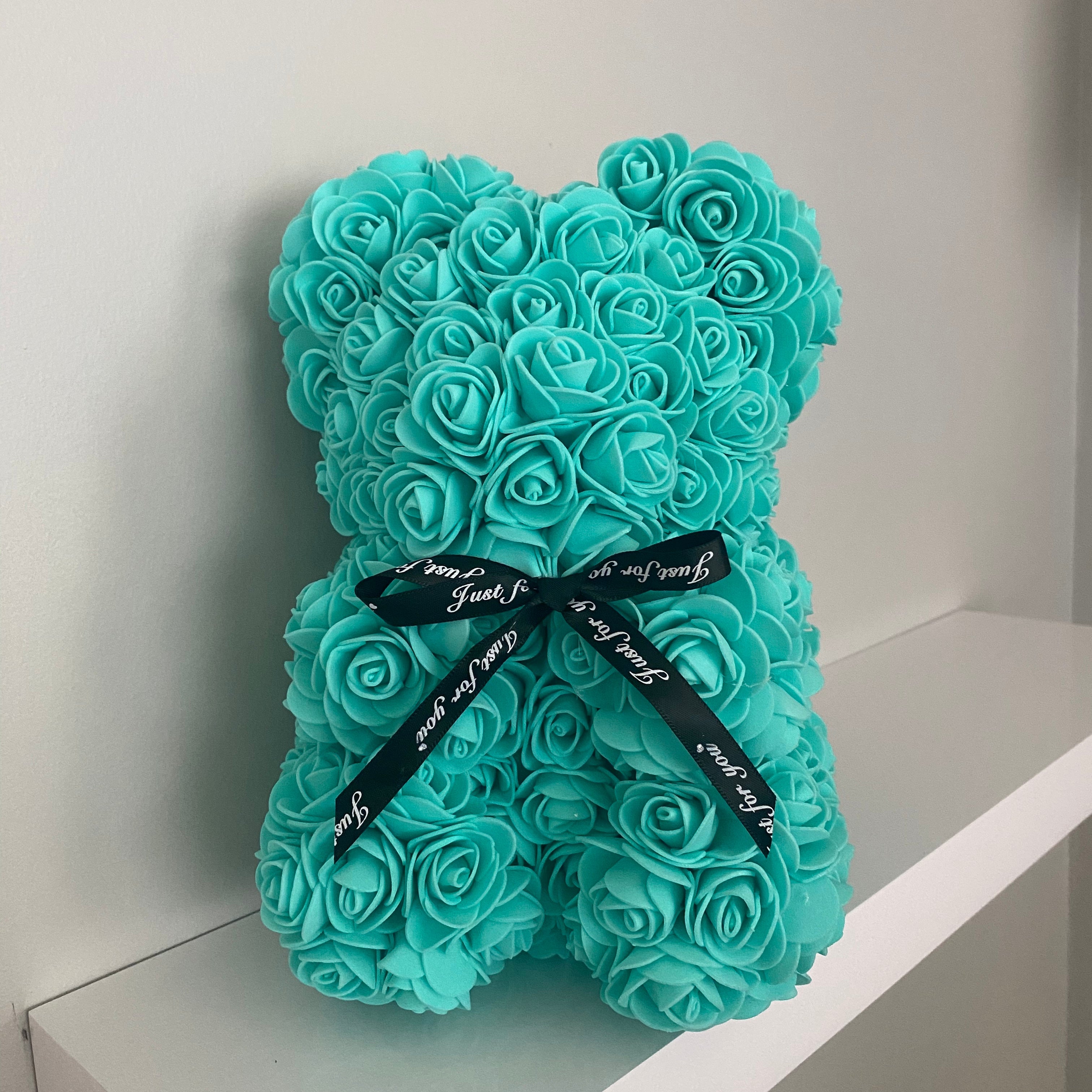 tiffany blue rose bear, tiffany blue flower bear, tiffany blue teddy rose, teddy rose, australia rose bear, valentine's day gift, mother's day gift rose, roses, baby shower gift, flower teddy tiffany blue, 25cm rose bear, 25cm flower bear, rose bear, flower bear, rose bear with lights, rose bear with box