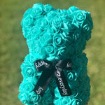 tiffany blue rose bear, tiffany blue flower bear, tiffany blue teddy rose, teddy rose, australia rose bear, valentine's day gift, mother's day gift rose, roses, baby shower gift, flower teddy tiffany blue, 25cm rose bear, 25cm flower bear, rose bear, flower bear, rose bear with lights, rose bear with box