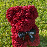 Wine red rose bear, Wine red flower bear, Wine red teddy rose, teddy rose, australia rose bear, valentine's day gift, mother's day gift rose, roses, baby shower gift, flower teddy Wine red, 25cm rose bear, 25cm flower bear, rose bear, flower bear, rose bear with lights, rose bear with box